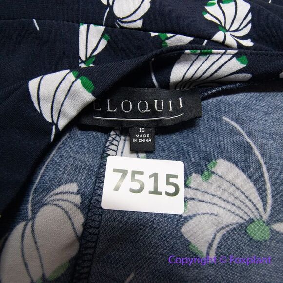 ELOQUII Navy Blue Petal Pusher Floral Tie Neck Long Sleeve Midi Dress, size 16 - Picture 12 of 14